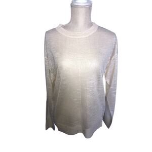 Uniq Beige Contrast Stitch Lightweight Knit Top - M/L